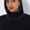 Πουλόβερ με όρθιο γιακά και σχέδιο με στρας