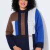Πουλόβερ oversized, color blocking και γράμματα από στρας