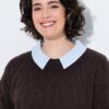 Πουλόβερ πλεκτό oversized με ένθετο γιακά και τελείωμα πουκαμίσου