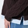 Πουλόβερ πλεκτό oversized με ένθετο γιακά και τελείωμα πουκαμίσου