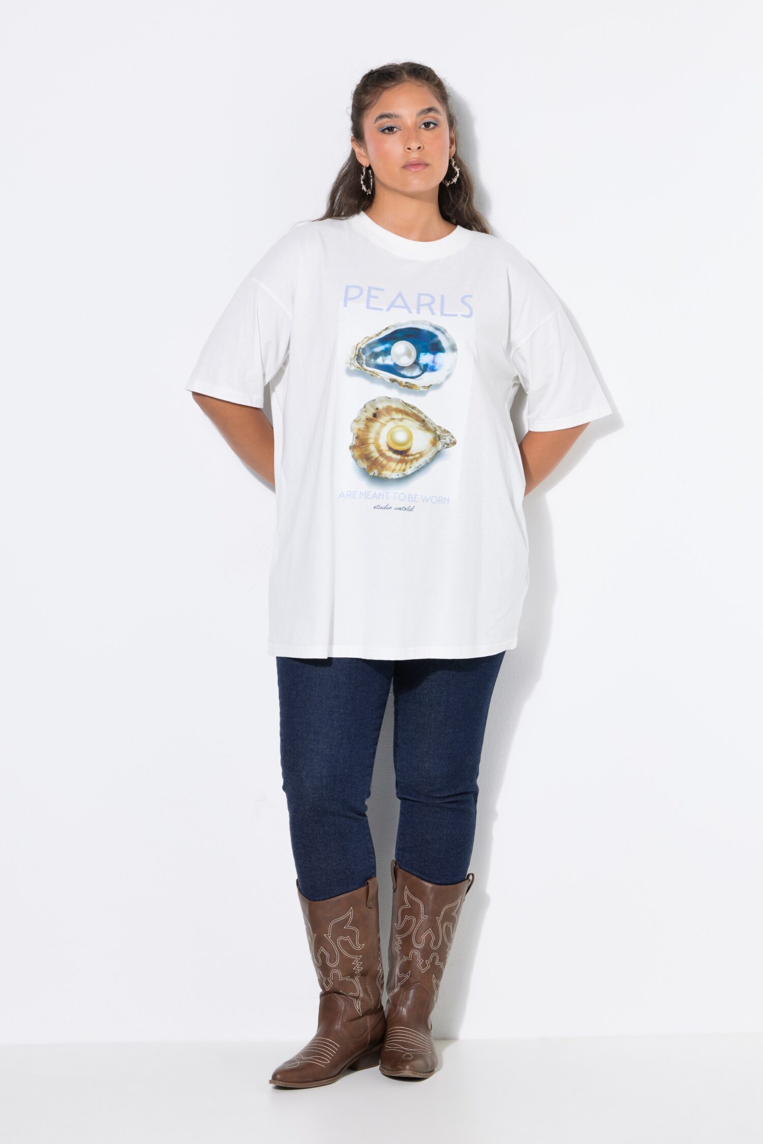 T-shirt oversized με τύπωμα "PEARLS"