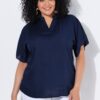 Τουνίκ oversized με όρθιο γιακά και κοντά μανίκια