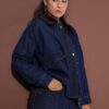 Τζιν μπουφάν oversized με κοτλέ γιακά