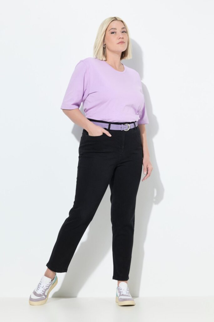 Τζιν παντελόνι mom fit, ελαστικό με 5 τσέπες