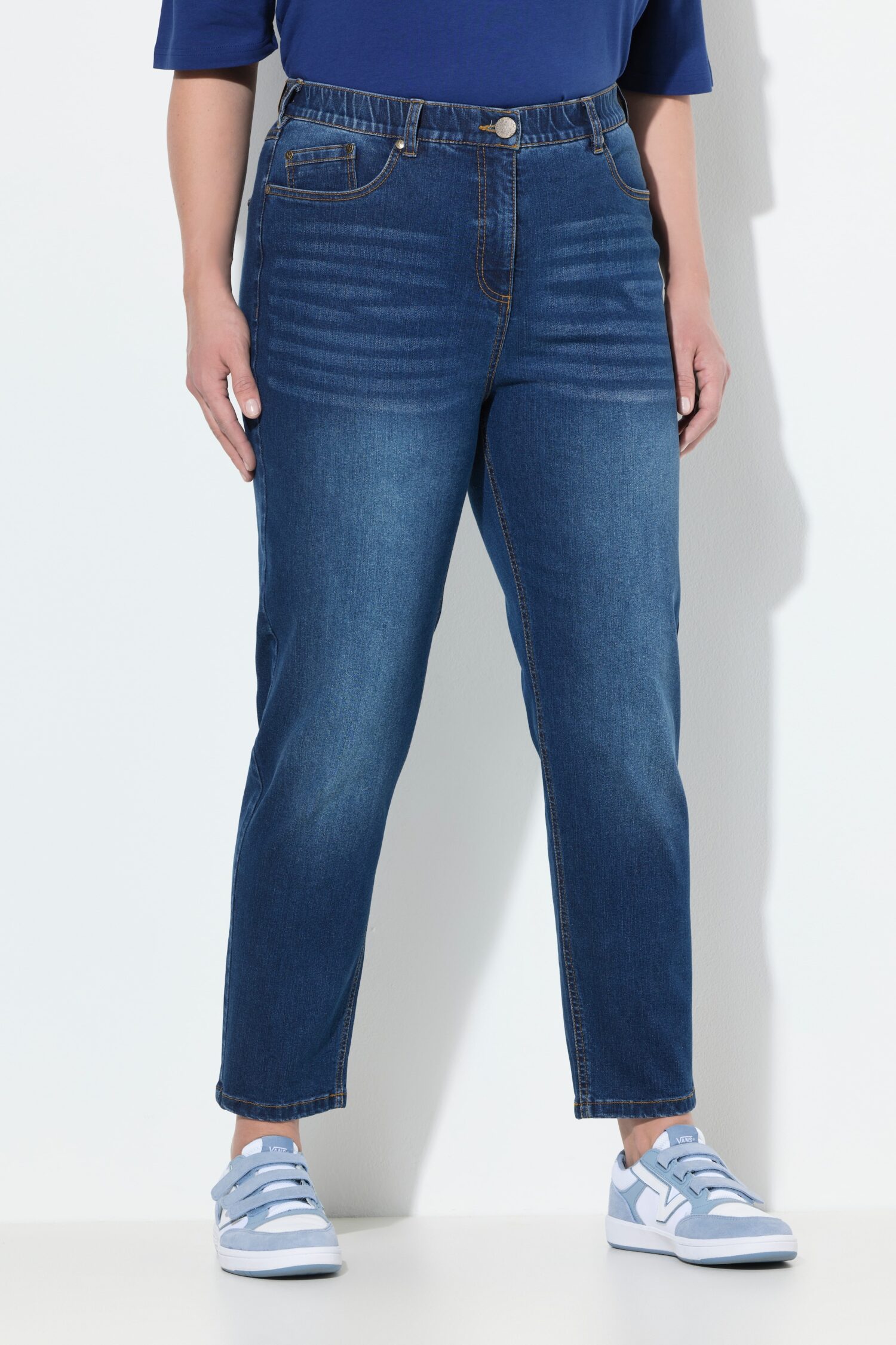 Τζιν παντελόνι mom fit, ελαστικό με 5 τσέπες