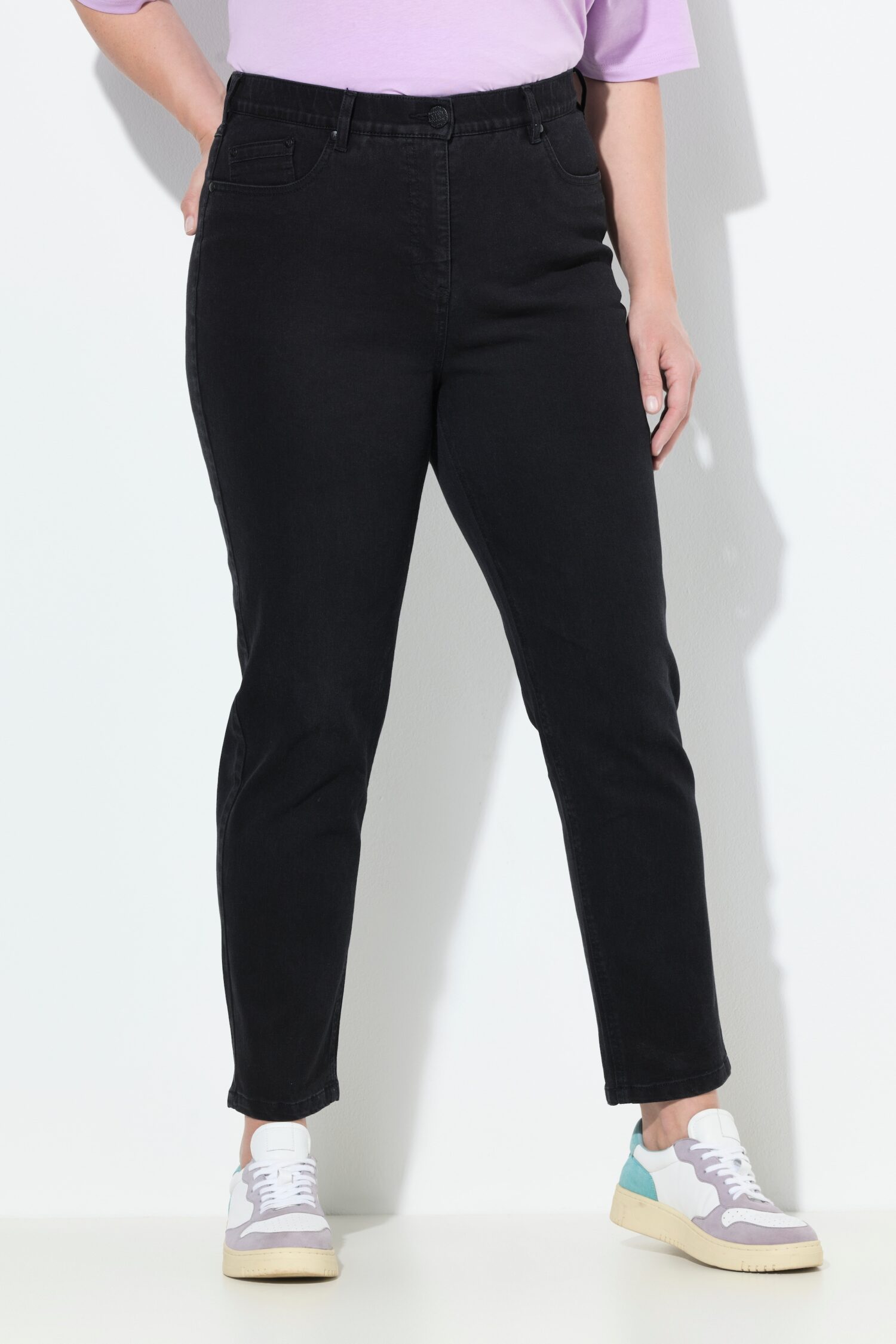 Τζιν παντελόνι mom fit, ελαστικό με 5 τσέπες
