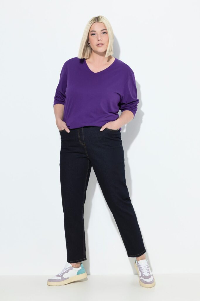 Τζιν παντελόνι mom fit, ελαστικό με 5 τσέπες