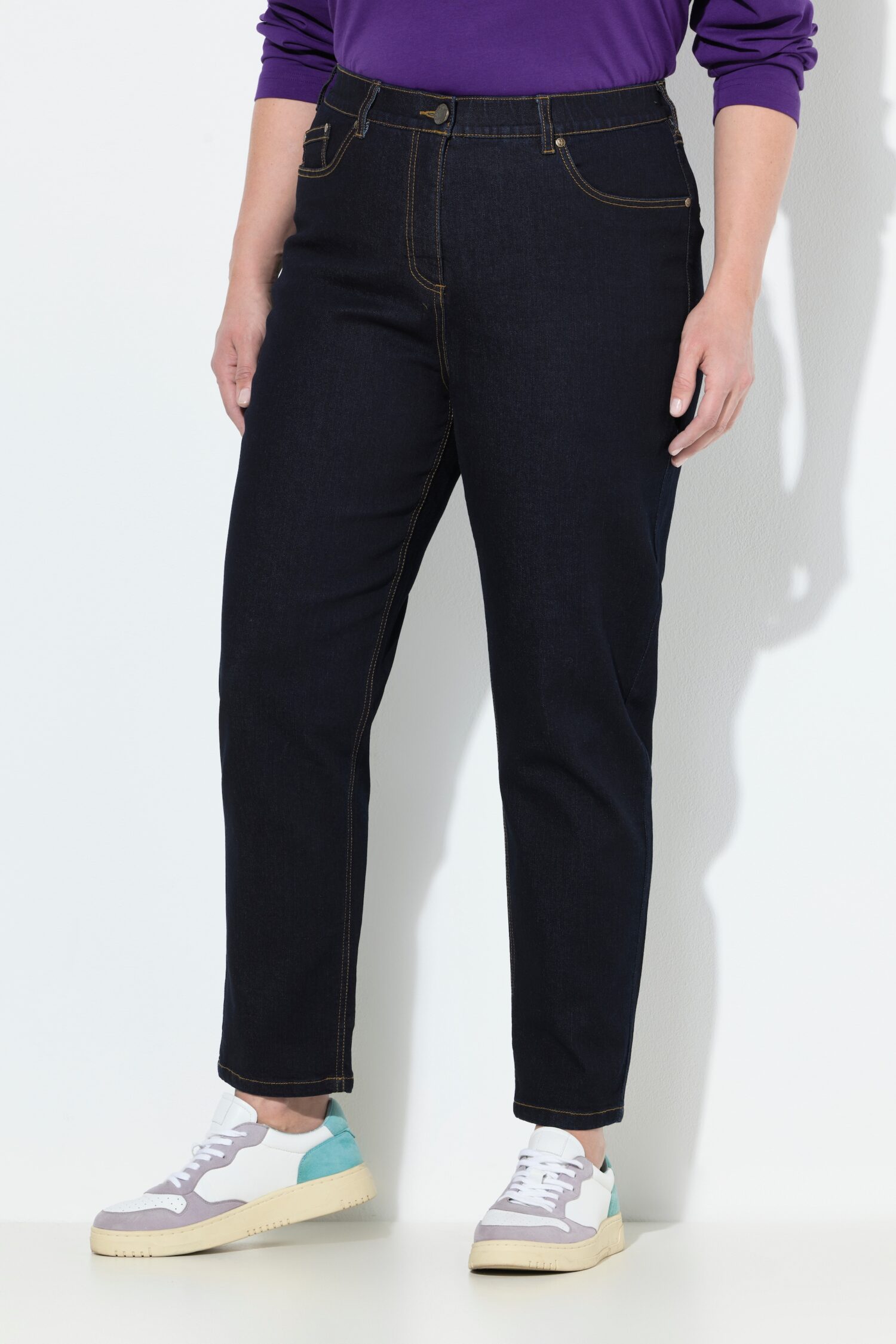 Τζιν παντελόνι mom fit, ελαστικό με 5 τσέπες
