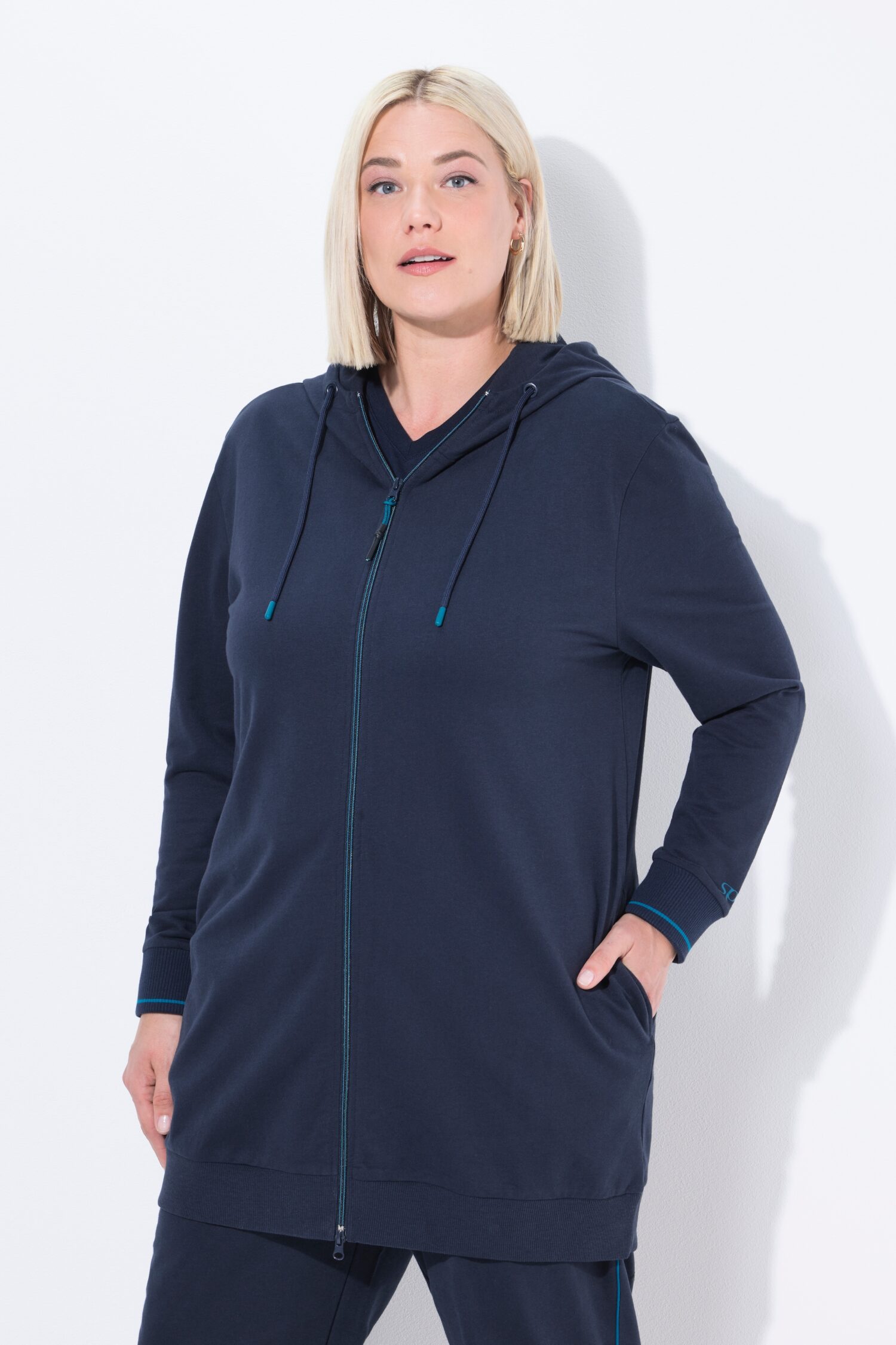 Ζακέτα φούτερ oversized με φερμουάρ διπλής κατεύθυνσης