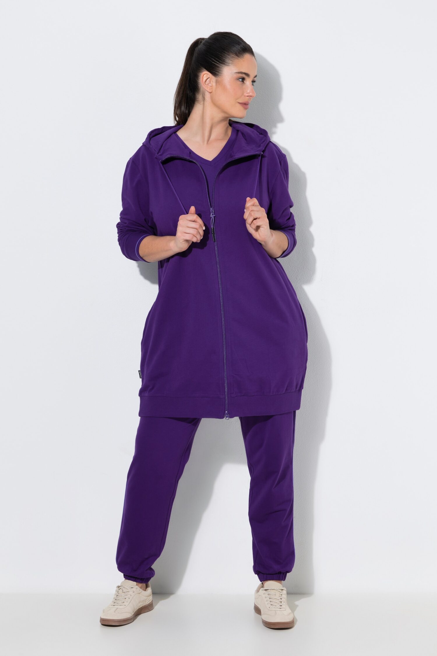Ζακέτα φούτερ oversized με φερμουάρ διπλής κατεύθυνσης