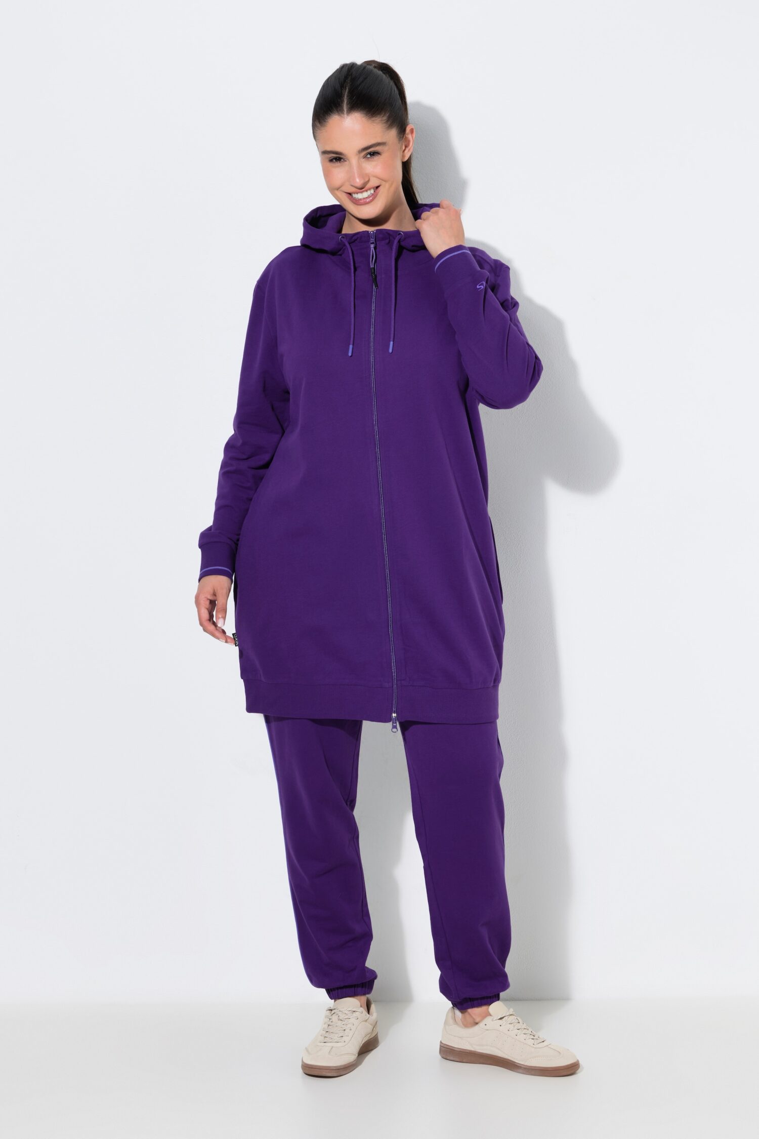 Ζακέτα φούτερ oversized με φερμουάρ διπλής κατεύθυνσης