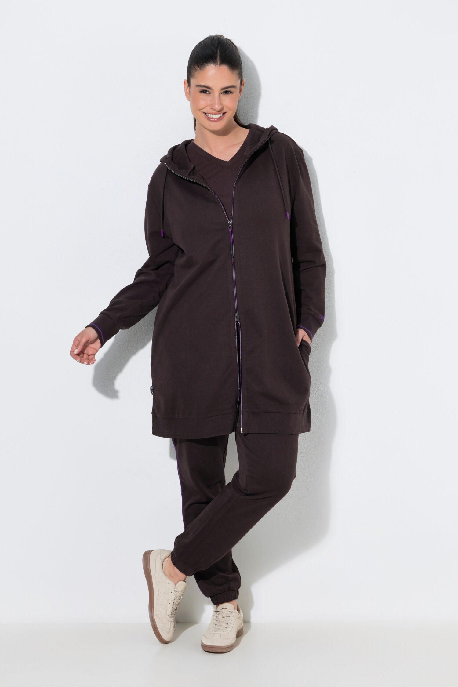 Ζακέτα φούτερ oversized με φερμουάρ διπλής κατεύθυνσης