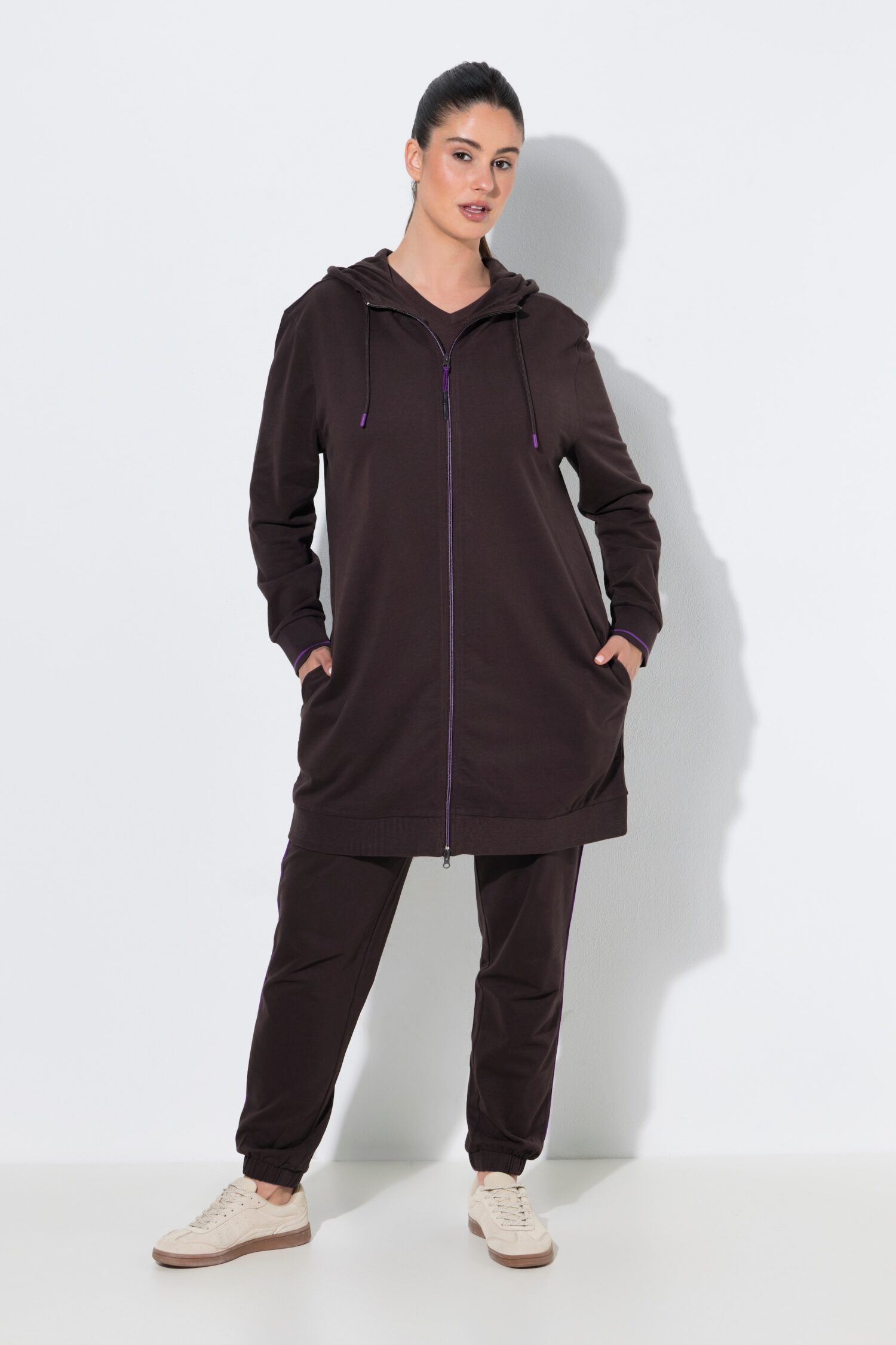 Ζακέτα φούτερ oversized με φερμουάρ διπλής κατεύθυνσης