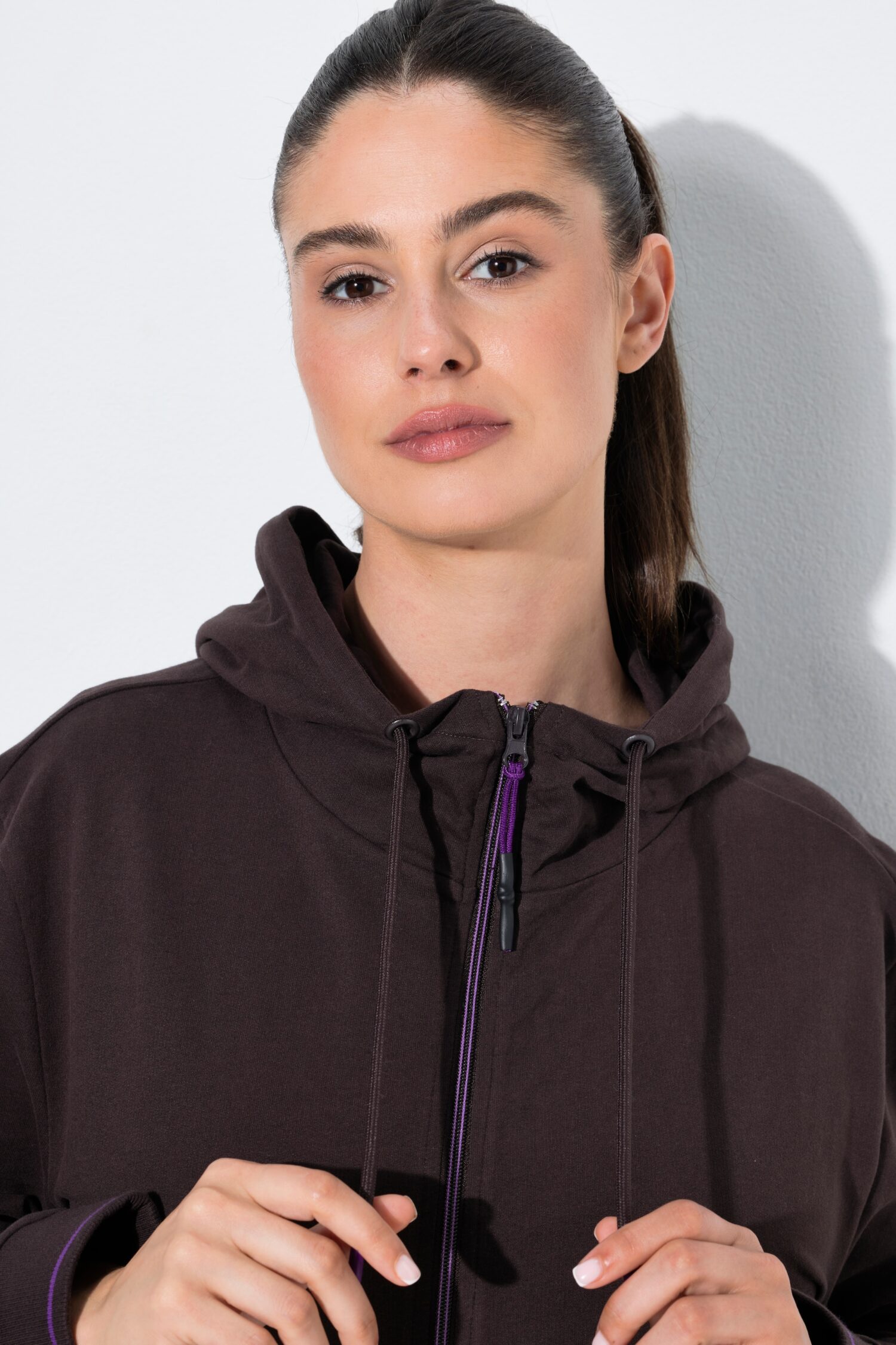 Ζακέτα φούτερ oversized με φερμουάρ διπλής κατεύθυνσης