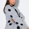 Ζακέτα oversized από ζακάρ πλεκτό με πουά σχέδιο