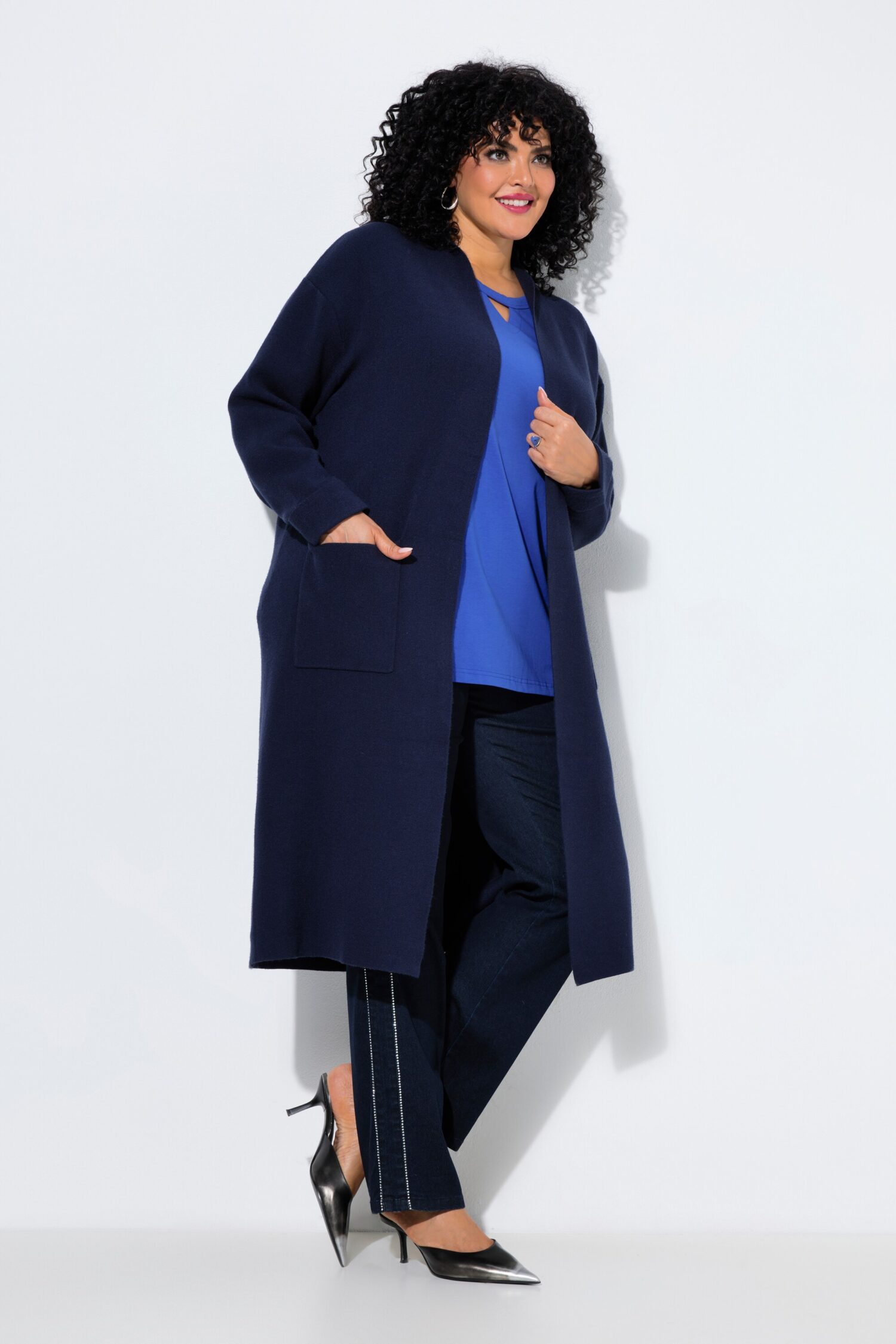 Ζακέτα oversized χωρίς κλείσιμο και μακριά μανίκια