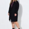 Ζακέτα oversized με ζώνη και κρόσσια