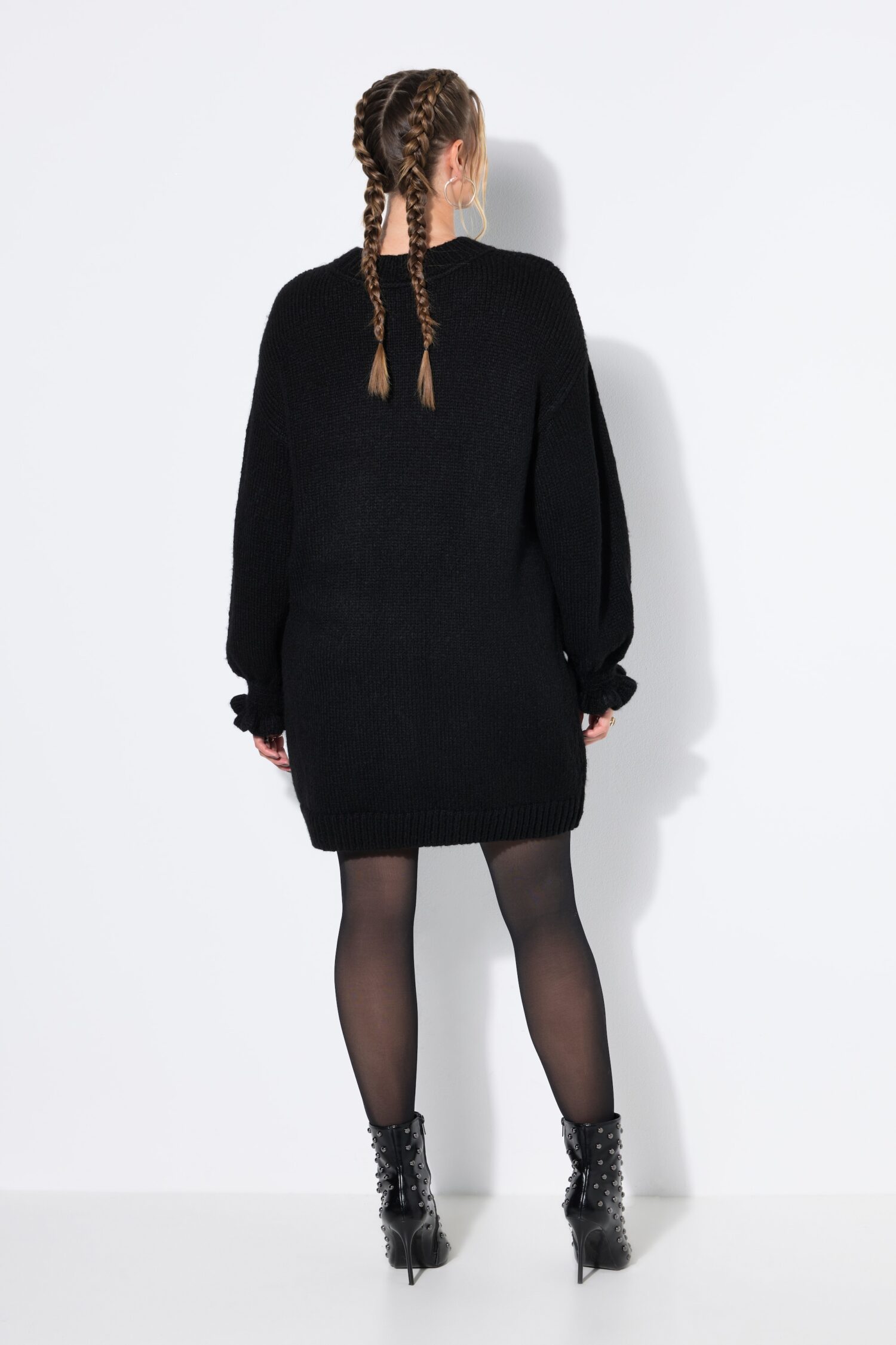 Φόρεμα πλεκτό, oversized με βολάν στα μανίκια