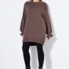 Φόρεμα πλεκτό, oversized με βολάν στα μανίκια