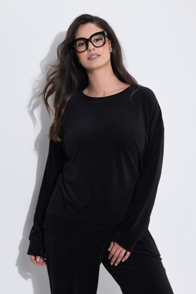 Μπλούζα φούτερ homewear oversized με μακριά μανίκια