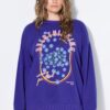 Μπλούζα φούτερ oversized με τύπωμα blueberries