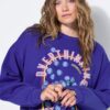 Μπλούζα φούτερ oversized με τύπωμα blueberries