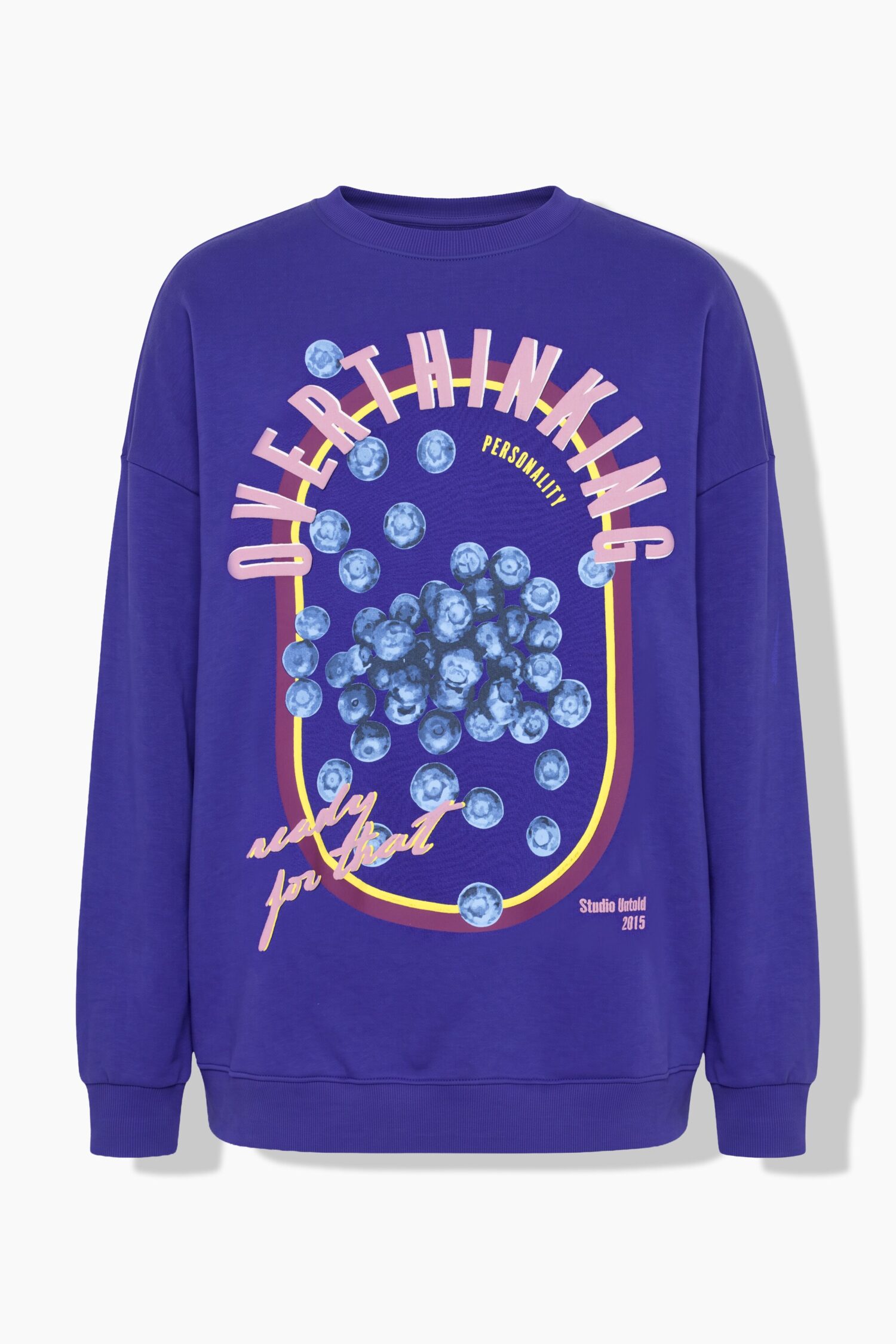 Μπλούζα φούτερ oversized με τύπωμα blueberries