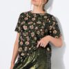Μπλούζα oversized με φλοράλ σχέδιο και κοντά μανίκια