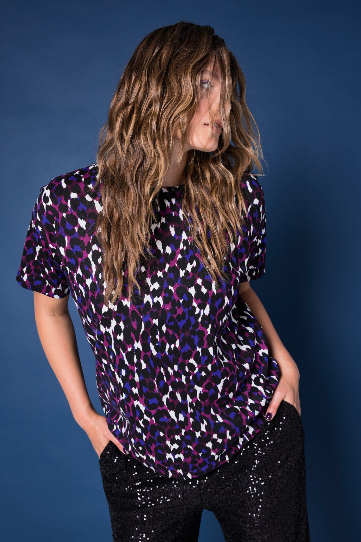 Μπλούζα oversized με λεοπάρ print