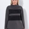 Μπλούζα oversized με όρθιο γιακά και στρας