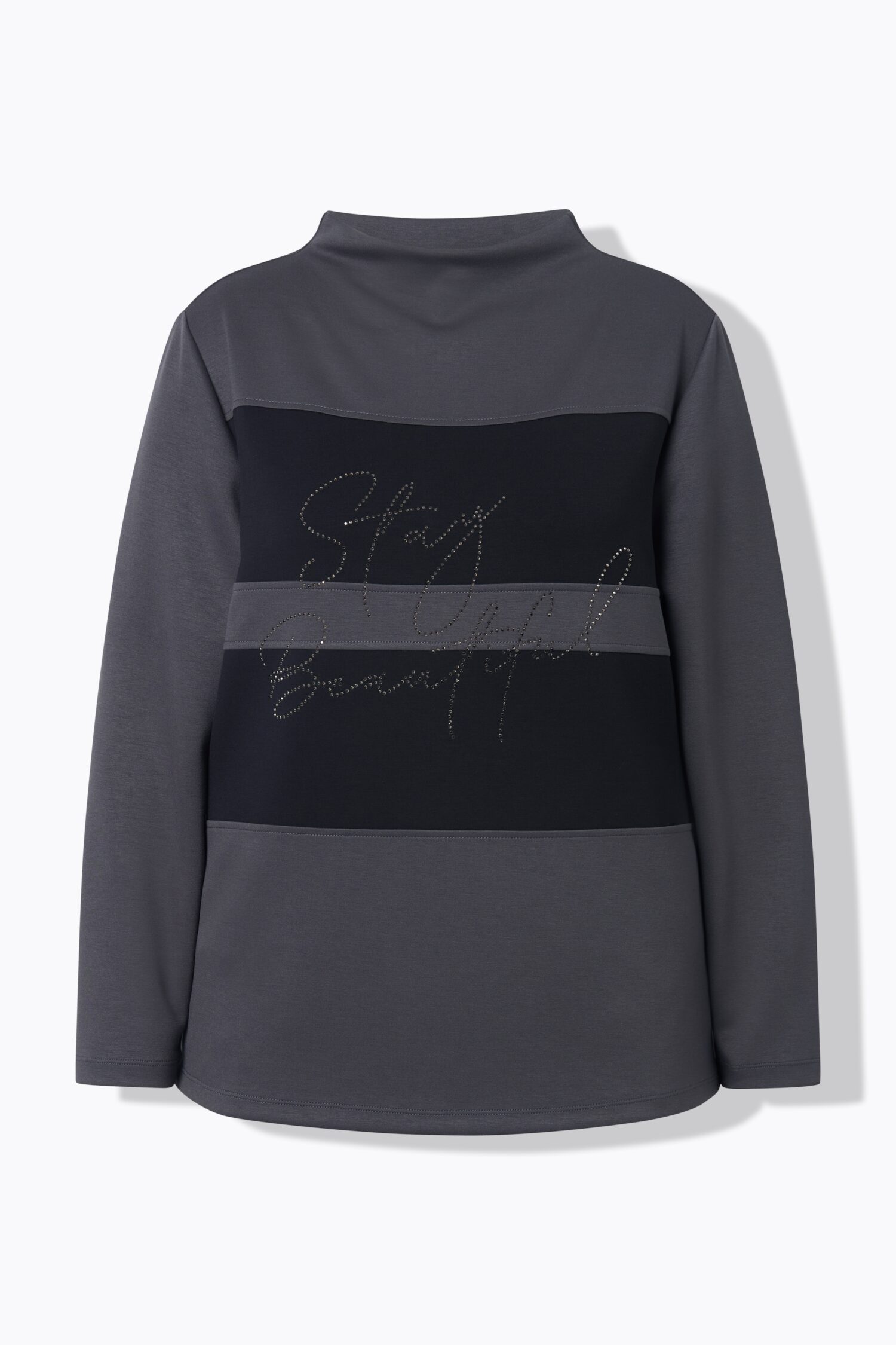 Μπλούζα oversized με όρθιο γιακά και στρας