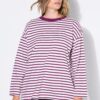 Μπλούζα oversized, ριγέ με χαμηλούς ώμους
