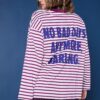 Μπλούζα oversized, ριγέ με χαμηλούς ώμους