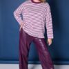 Μπλούζα oversized, ριγέ με χαμηλούς ώμους