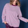 Μπλούζα oversized, ριγέ με χαμηλούς ώμους