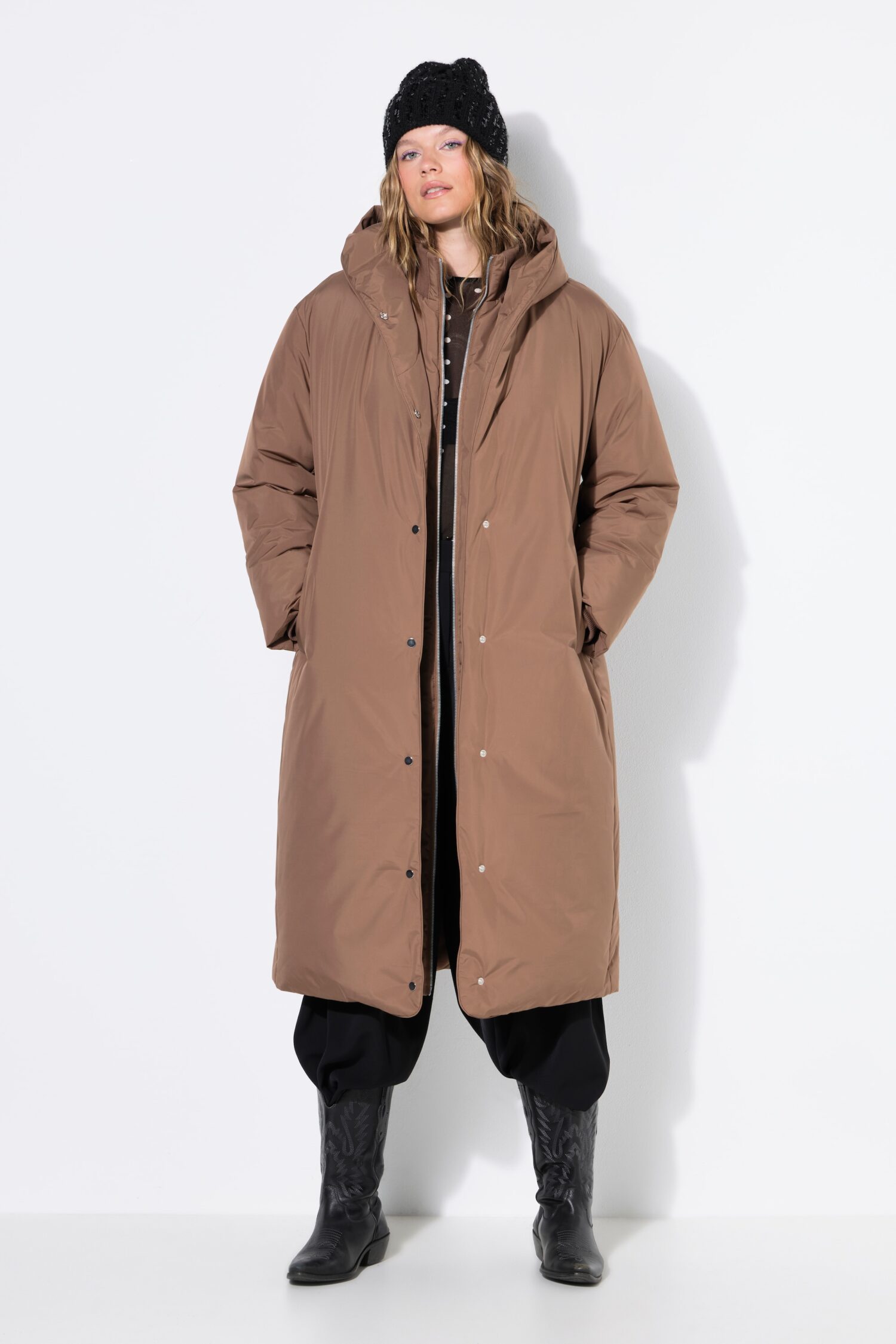 Μπουφάν μακρύ, oversized με φερμουάρ διπλής κατεύθυνσης