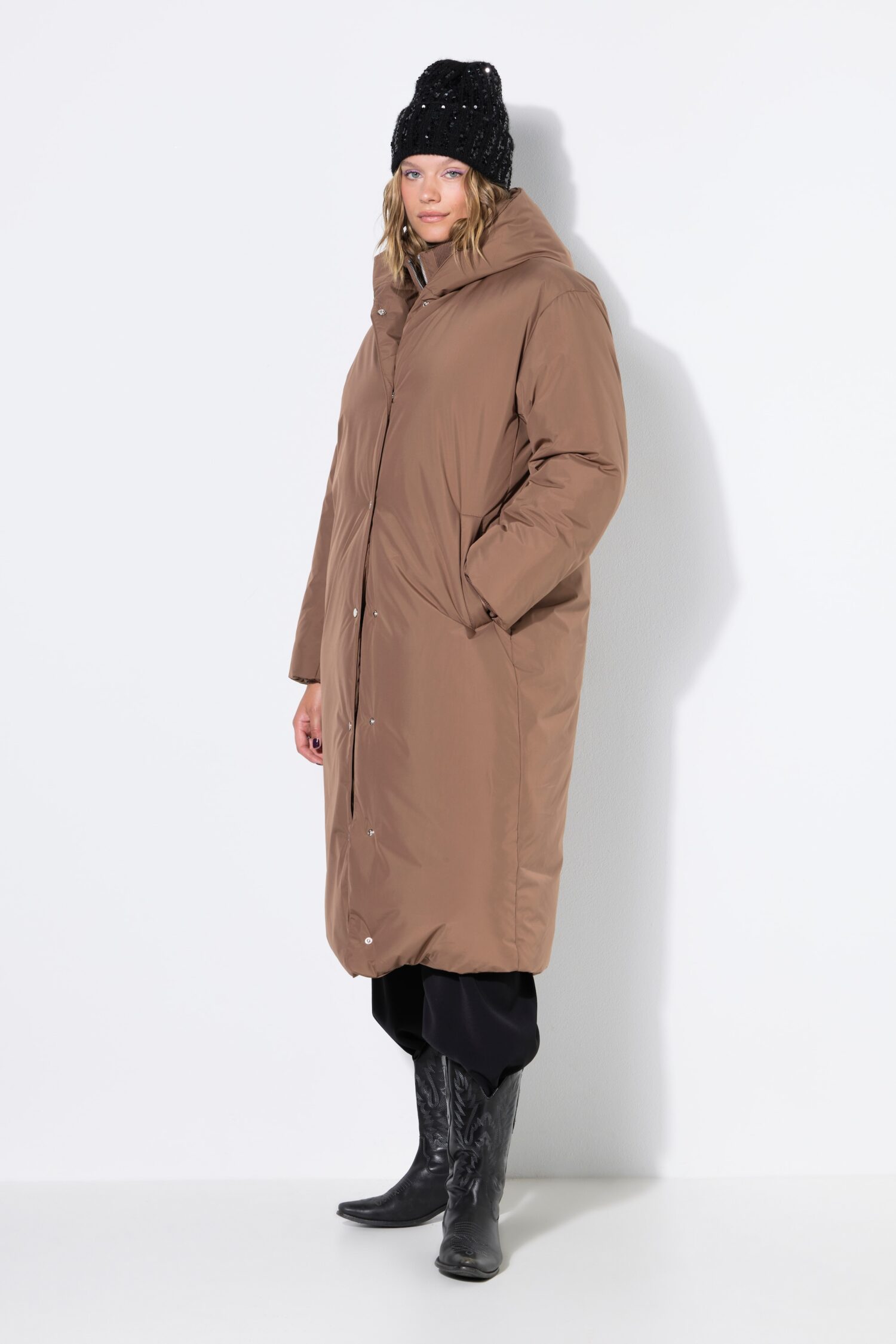 Μπουφάν μακρύ, oversized με φερμουάρ διπλής κατεύθυνσης