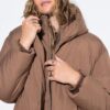 Μπουφάν μακρύ, oversized με φερμουάρ διπλής κατεύθυνσης