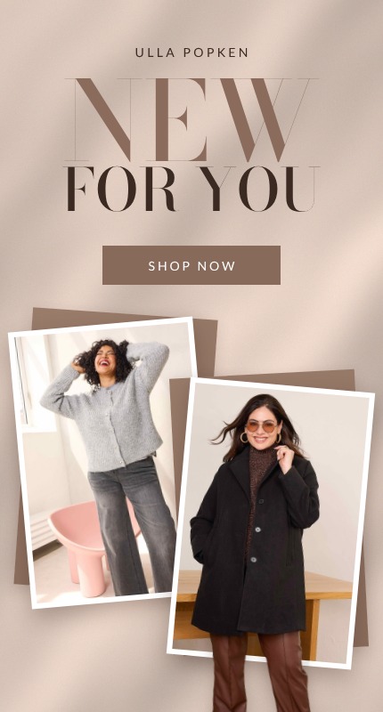 New For You: γκρι πλεκτή ζακέτα και μαύρο παλτό Ulla Popken – Shop now