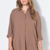 Πουκάμισο oversized, από κρεπ ύφασμα με μακριά μανίκια