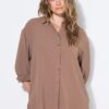 Πουκάμισο oversized, από κρεπ ύφασμα με μακριά μανίκια