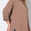 Πουκάμισο oversized, από κρεπ ύφασμα με μακριά μανίκια