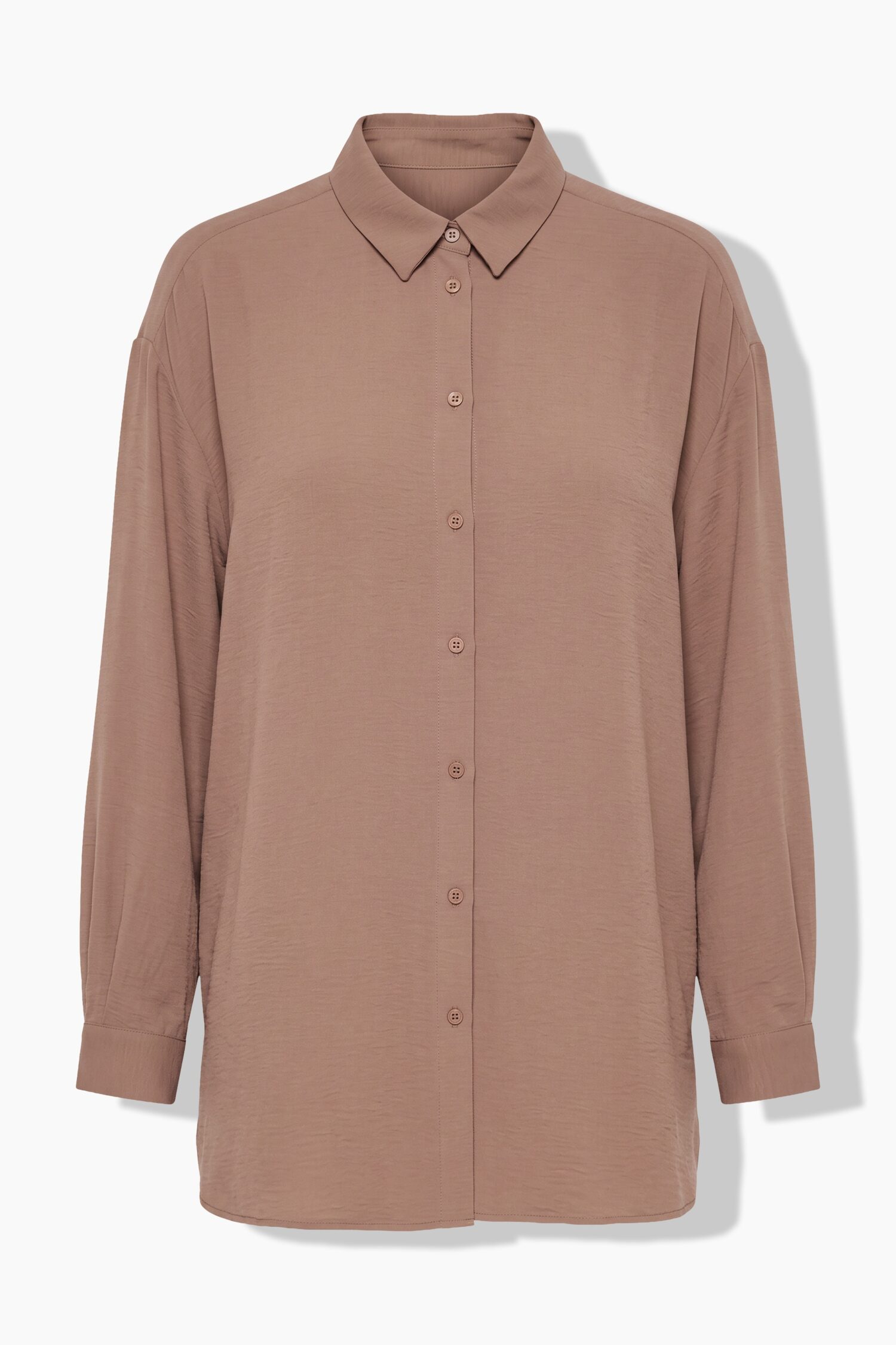 Πουκάμισο oversized, από κρεπ ύφασμα με μακριά μανίκια