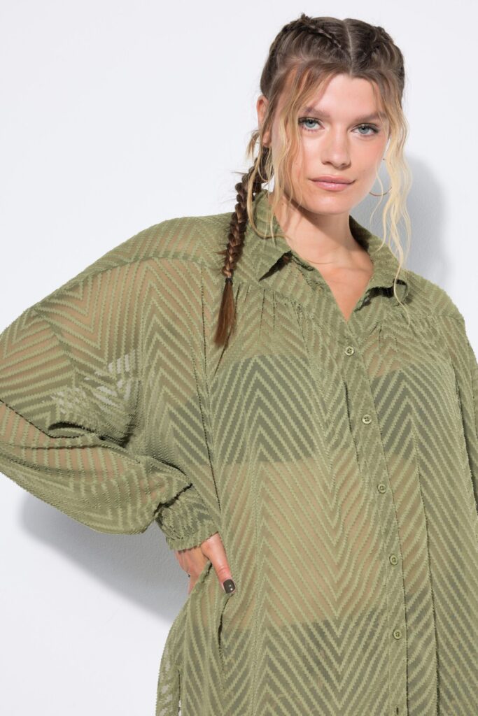Πουκάμισο oversized, διαφανές με zig zag print