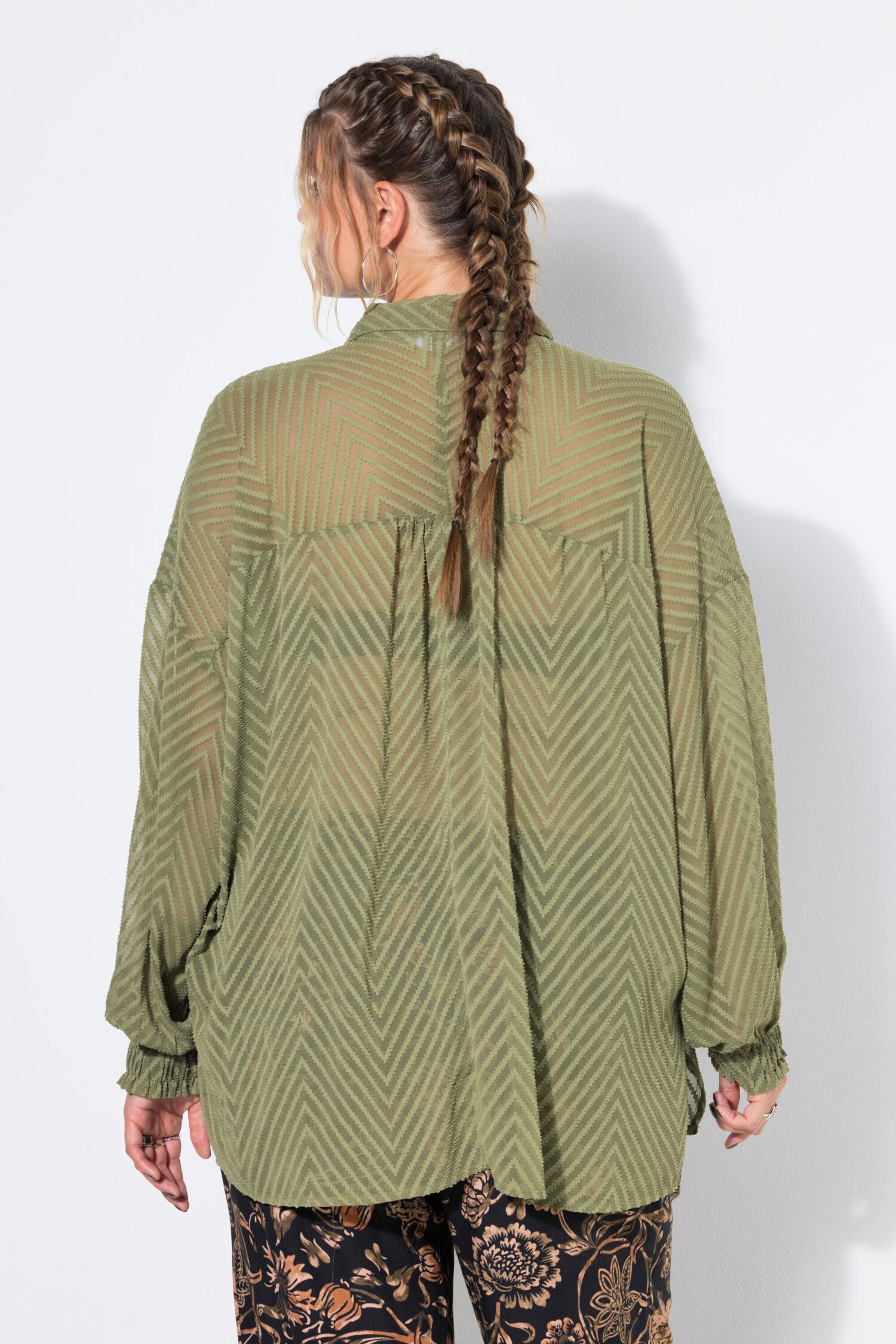 Πουκάμισο oversized, διαφανές με zig zag print