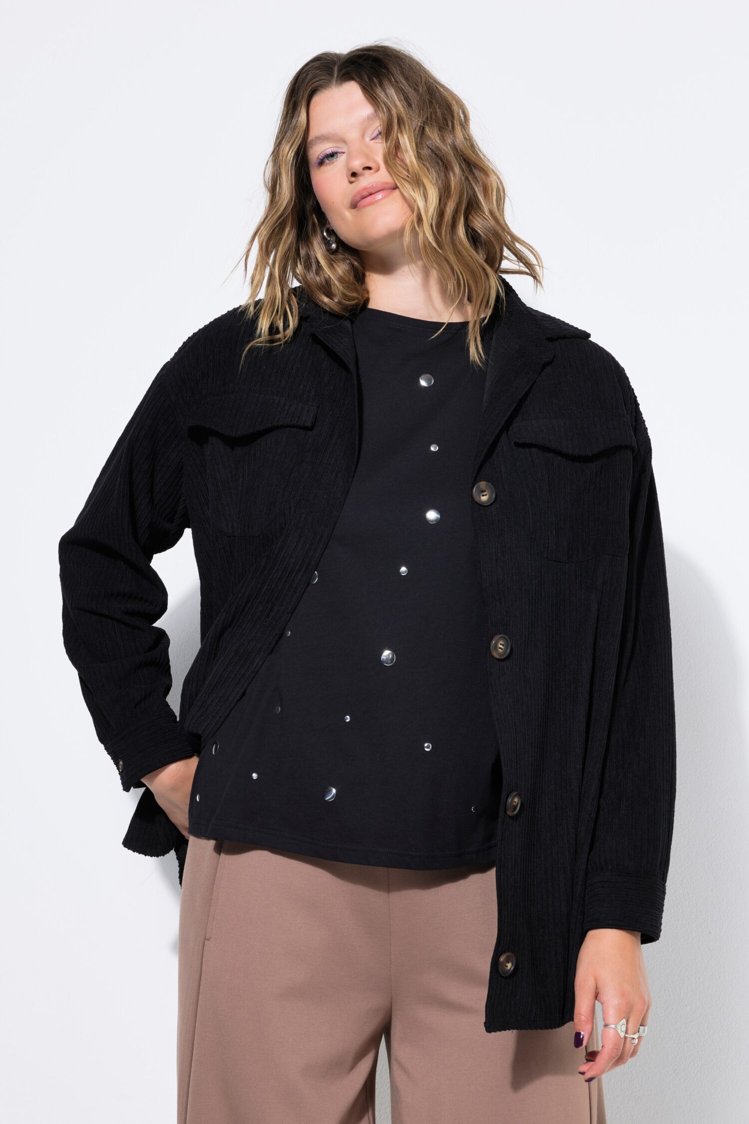Πουκάμισο oversized, κοτλέ με τσέπες στο στήθος
