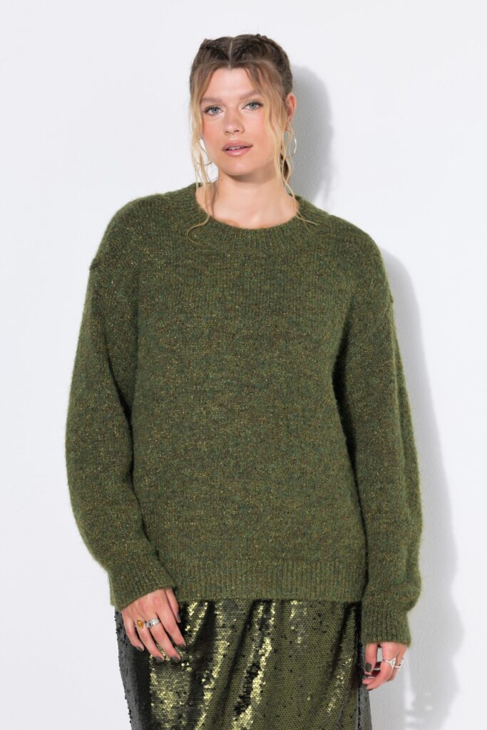 Πουλόβερ oversized με γκλίτερ εφέ και χαμηλούς ώμους