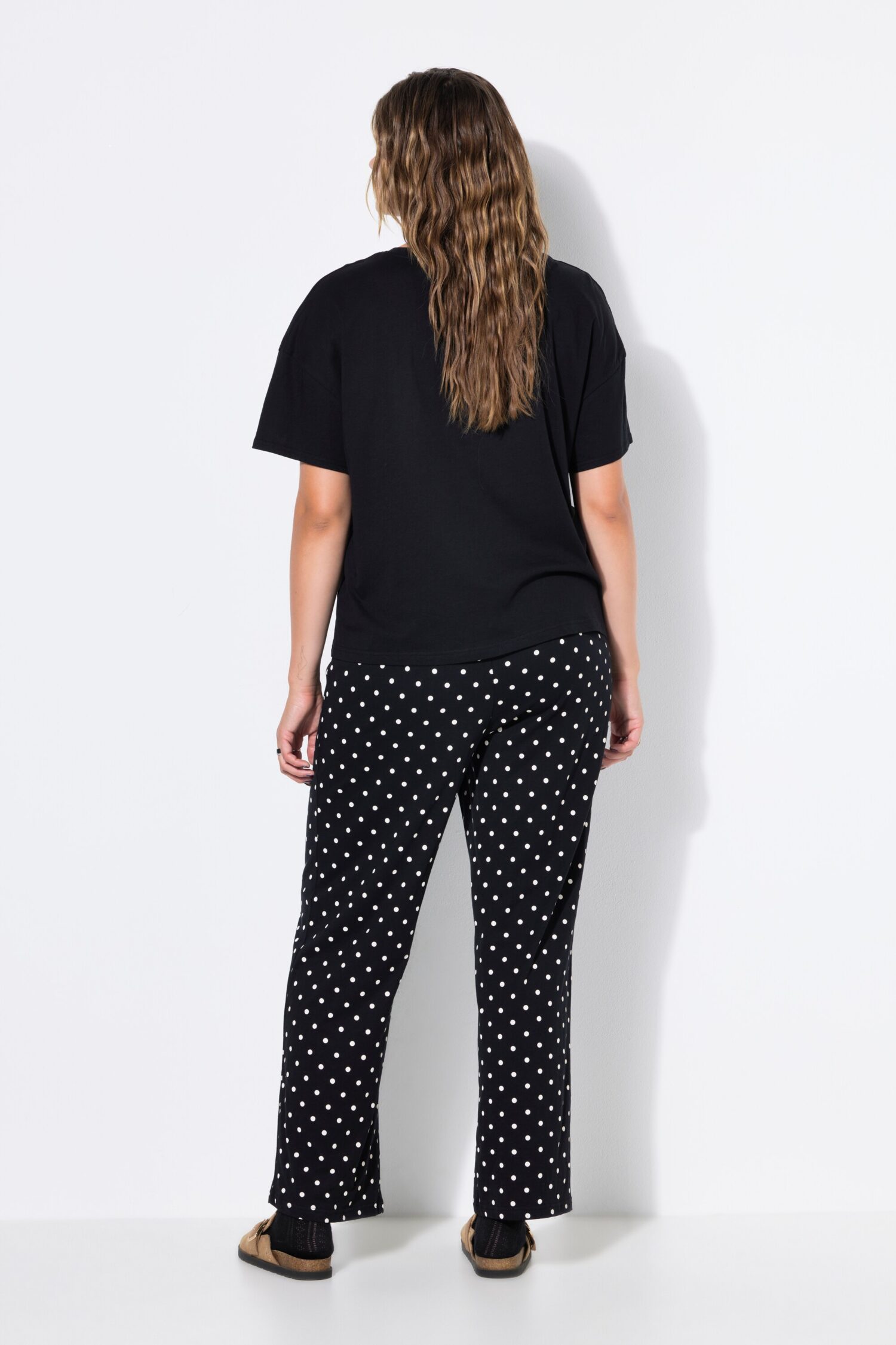 Πυτζάμες σετ oversized με πουά παντελόνι