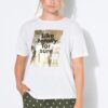 T-shirt oversized με σχέδιο και γκλίτερ εφέ