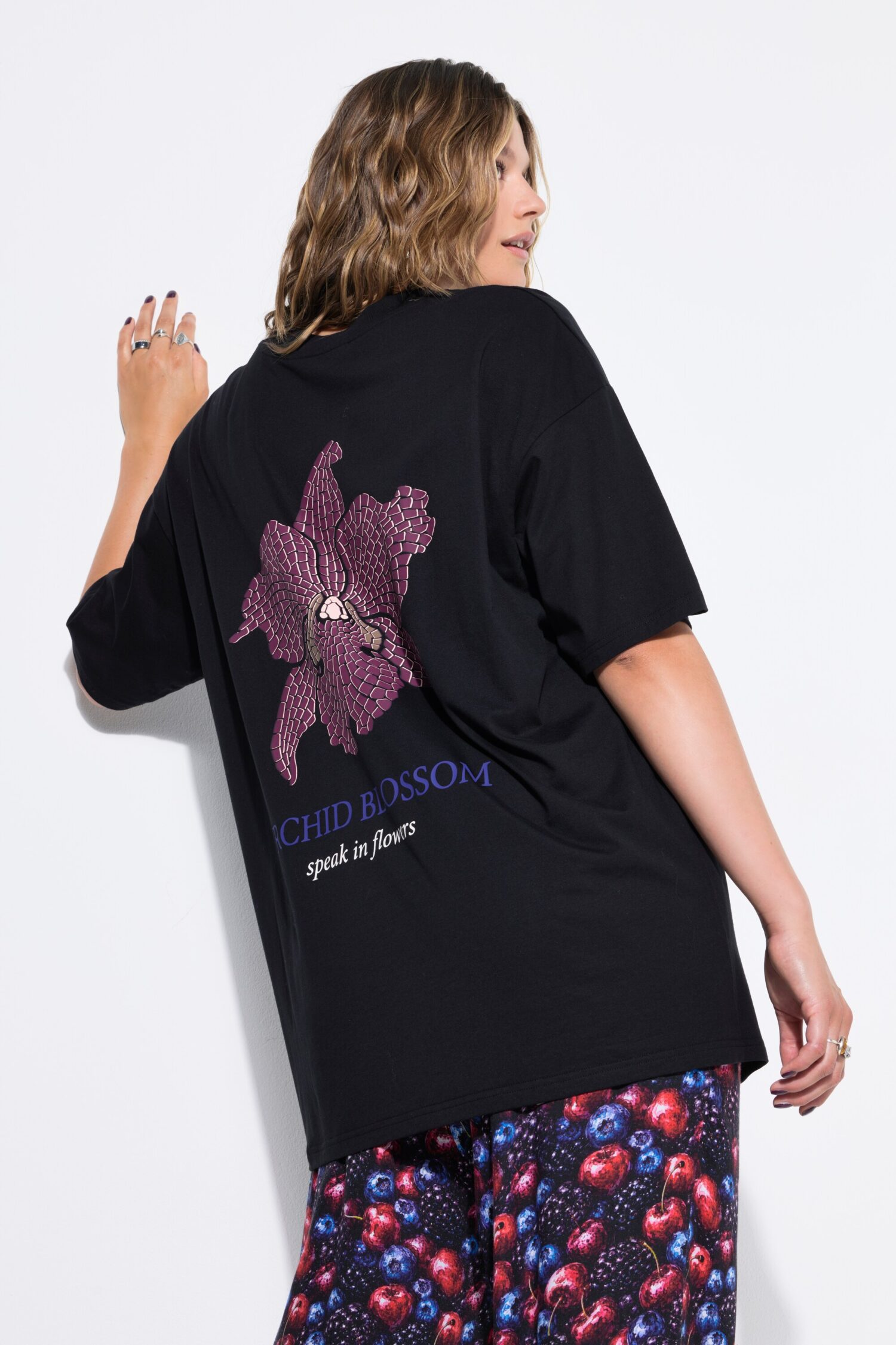 T-shirt oversized με τύπωμα "Orchid"